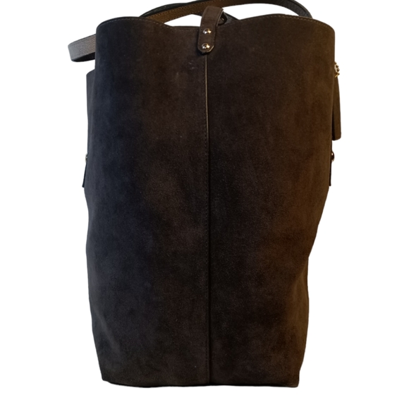 Coach Dark Brown & Cream Reversible Leather Suede Large Market Tote Bag Purse - Picture 6 of 14